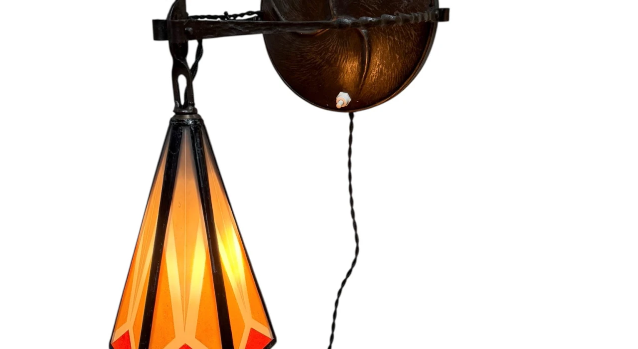 Art Deco Amsterdamse School Table Lamp by Amsterdamsche Kunstsmederij, 1920s